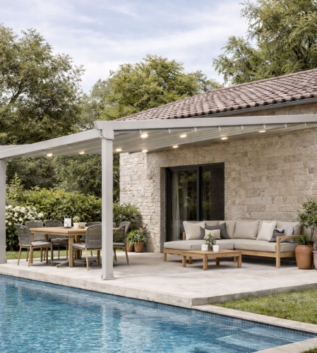 Angled PVC Pergola